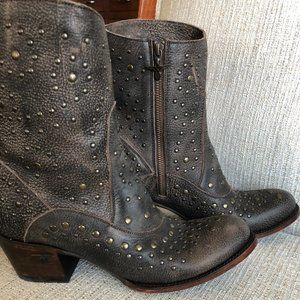 Studded Brown Heeled Boots